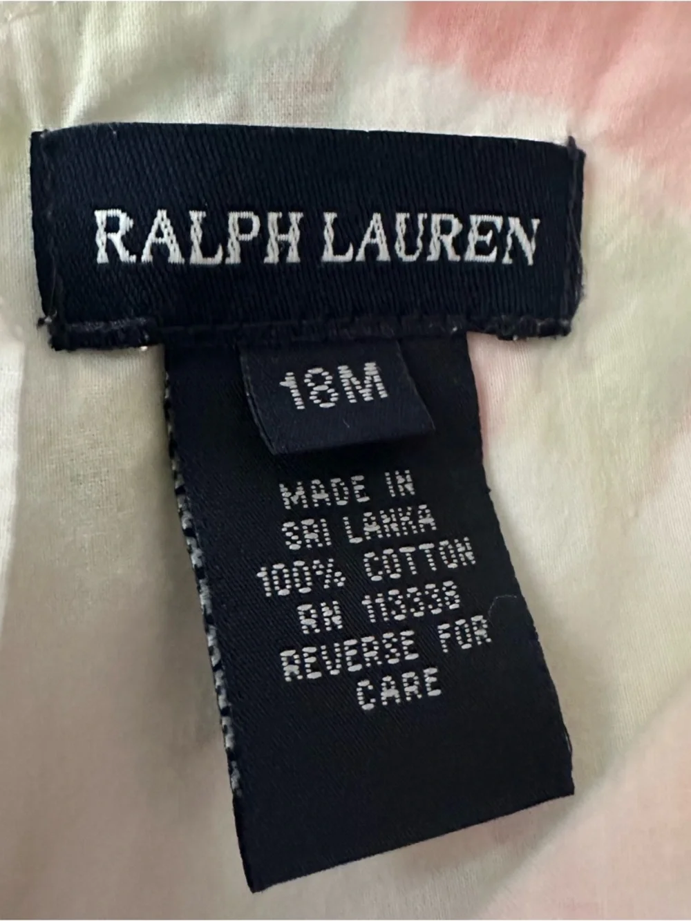 Ralph Lauren 18 Months Baby Girl White Floral Sundress with Peach Blooms